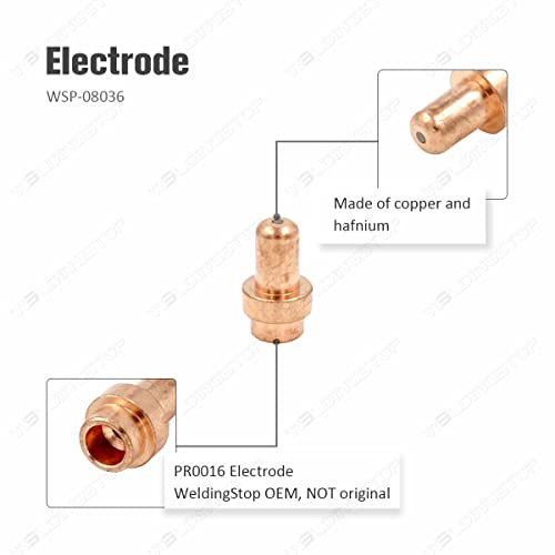 WeldingStop Plasma Electrode Tips Kit Compatible for Eastwood Versa-Cut 40 Cutter Torch 40Amps Trafimet CB50 Plasma Torch - Thumbnail 2