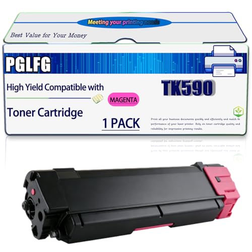 Compatible for Kyocera TK590 TK-590 Toner Cartridge Work for FS-C2000 FS-C2026MFP FS-C2026MFP FS-C2100 FS-C2126MFP Printers, High Yield 7000 Pages, with Chip (1 Pack Magenta)