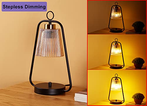 Bodkar Industrial Table Lamp With Usb Port, Rustic Lamp Dimmable Night Light Glass Lampshade For Living Room Bedroom Dorm Office #TOP1