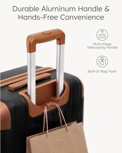 Image of Coolife Luggage Set, Light and Durable Hardshell, 3-Piece, Apricot Black