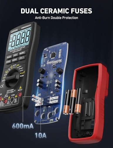 Image of AstroAI Digital Multimeter TRMS 6000 Counts Volt Meter Ohmmeter Auto-Ranging Tester; Accurately Measures Voltage Current Resistance Diodes Continuity Duty-Cycle Capacitance Temperature, Black