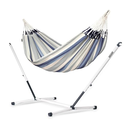 LA SIESTA Brisa Sea Salt Hamac d'extérieur double classique + cadre en acier revêtu par pulvérisation