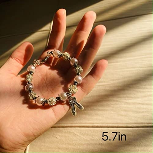 Lemua Dance Bracelet Pearl and Rhinestone Bracelet with Ballet Shoe Charm Dance Gifts for Granddaughter Daughter Niece4