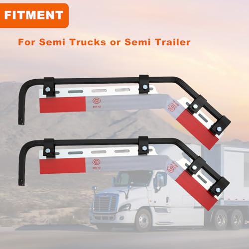 Image of 2Pcs Angle Down Bar Mud Flap Hangers Bracket 28 inch with Mounting Kit for Heavy Duty Semi Truck Square Spring Steel Arm with Mud Flap Reflector Plates