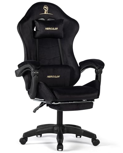 HERCULES ゲーミングチェア ベロア生地（ブラック）
