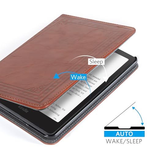 Image of CoBak Case with Stand for Kindle Paperwhite 12th Gen 2024 Released (7 inch) & Kindle Colorsoft Signature Edition - Durable PU Leather Cover with Auto Sleep Wake, Card Slot, Hand Strap Feature, Vintage