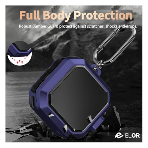 Image of ELOR Hybrid Eggshell Case Cover with Lock Compatible with Samsung Galaxy Buds 4 | 4 Pro (Earbuds Not Included) (Denim Blue)