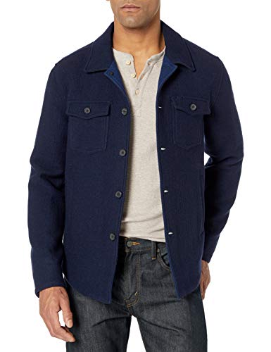 Billy Reid Men's Standard Fit Wool Cashmere Mo Shirt Jacket, Navy Solid, X-Large