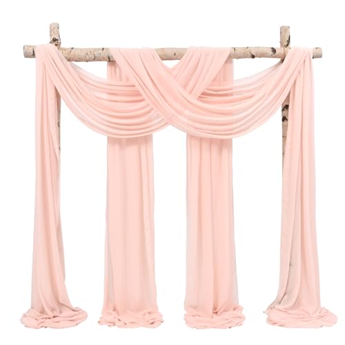 Mousseline de soie pour arche de mariage de qualité supérieure voilage rose pâle 8 pièces