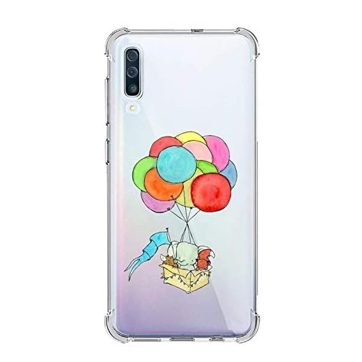 Oihxse Silicona Funda con Samsung Galaxy M30/A40S TPU Flexible Suave Transparente Protector Estuche Airbag Esquinas Reforzadas Ultra-Delgado Elefante Patrón Anti-Choque Caso (D8)