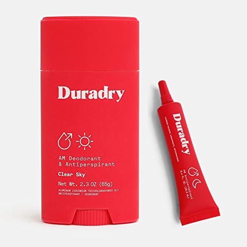 Duradry 2-Step Protection System - AM Deodorant, PM Antiperspirant Gel - Prescription Strength Antiperspirant Deodorants Specially Formulated For Excessive Sweating or Hyperhidrosis, Block Sweat and Odor - Clear Sky