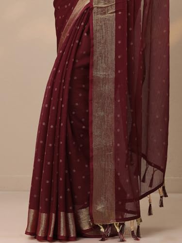 Image of Libas Printed Chiffon Saree for Women With Unstitched Blouse Piece | Traditional Saree for Festive & Wedding