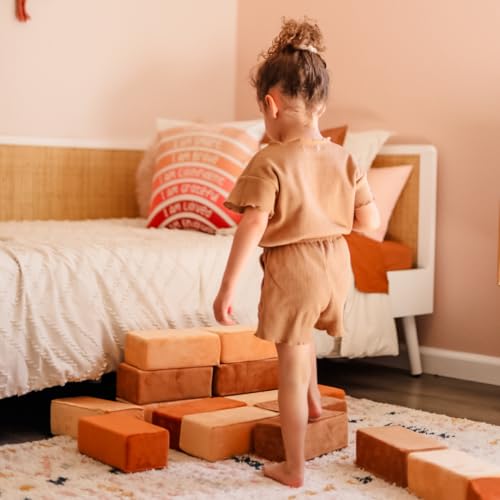 Image of The Original Premium Plush Building Block for Kids - Certified Safe Foam Blocks in Luxuriously Soft Fabric Covers (Desert, Blocks)
