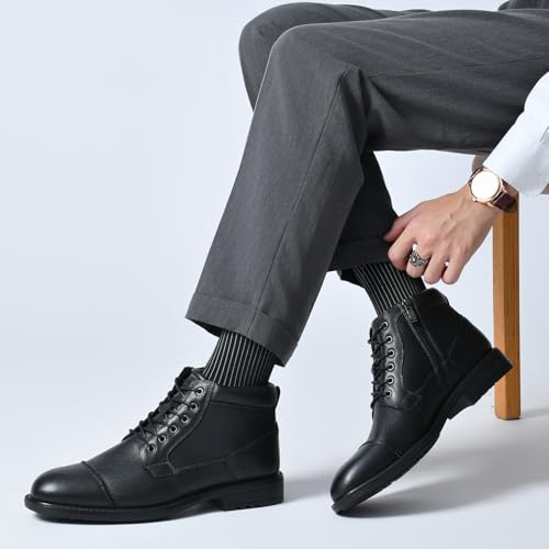 Image of Arkbird Men's Dress Boots Genuine Leather Cap Toe Ankle Boot with Side Zipper for Casual Business Formal Wear
