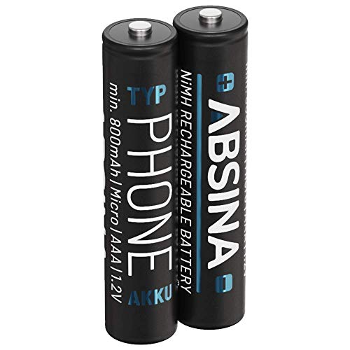 ABSINA AAA Akku für Gigaset Telefon 2er Pack - NiMH Akku AAA 800mAh - Akkus wiederaufladbar für CL660HX A415 A400 C300 C430 C475 C530 AS690 E290 520HX UVM - Aufladbare Batterien