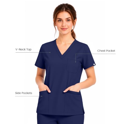 Image of SUNME Scrubs for Women Set, V Neck Top & Jogger Pants with 9 Pockets