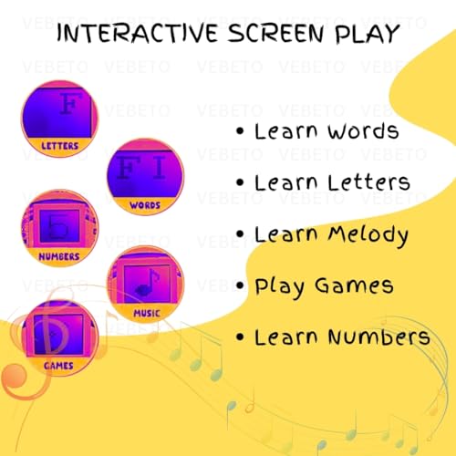 VEBETO Educational Laptop for Kids (1 Year Warranty) w/ Mouse Games 20 Fun Computer Activity Learning Toy for 2 3 4 5 Years Boys Girls Learn Letters Words Mathematics Music Logic Memory Tool, Blue