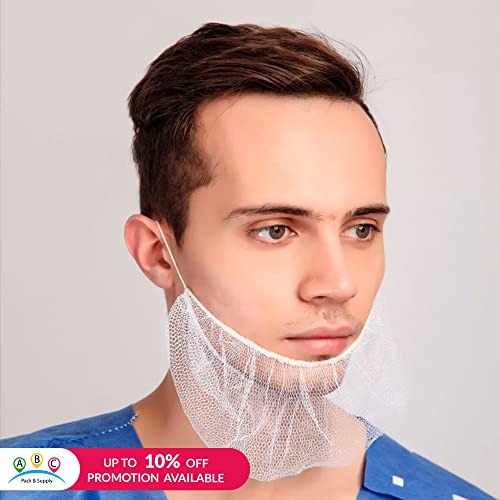 Amz Disposable Beard Nets For Men 18", Pack Of 100 White Beard Covers For Men, Well-Ventilated Nylon Beard Guard For Restaurant, Hospital Beard Cover Protector With Stretchy Band, Beard Net Protector #TOP4