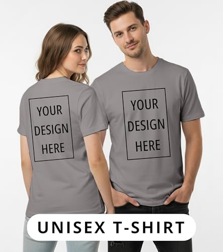 Image of Peppyzone Customised T Shirt for Men & Women | Cotton Unisex Personalised Photo & Text Printed Customized Tshirt | Custom Printing T-Shirt with Name, Logo, & Design