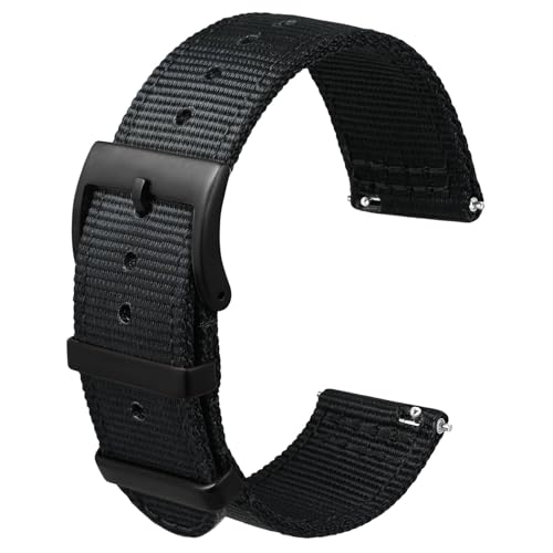Anbeer 20mm Correa de reloj de nylon de dos piezas y cierre rápido con hebilla de metal, pulsera de reloj de nylon tejido de doble capa