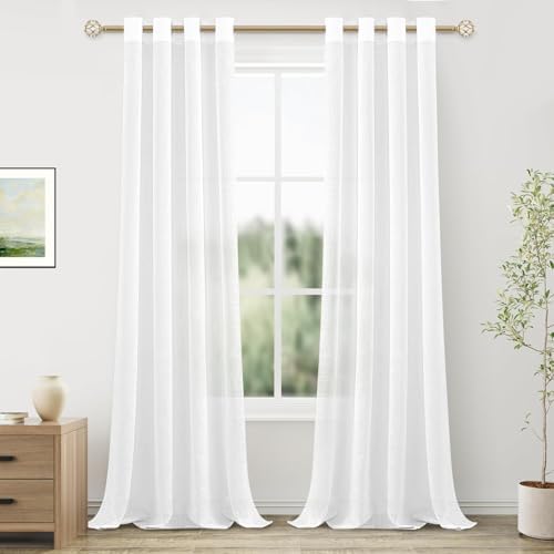 MRTREES Curtains for Bedroom, Dining Room, Living Room, Kitchen Room, 2 Pieces, 140 x 245 cm, Translucent White Curtains, Modern Linen Look with Eyelets for Windows, Living Room for Children, Bedroom, Bathroom MRTREES Curtains for Bedroom, Dining Room, Living Room, Kitchen Room, 2 Pieces, 140 x 245 cm, Translucent White Curtains, Modern Linen Look with Eyelets for Windows, Living Room for Children, Bedroom, Bathroom