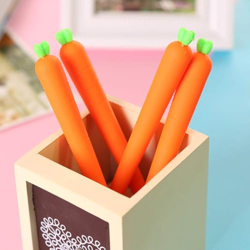 24 bolígrafos de gel negro con diseño de zanahoria miniatura 7
