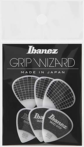 Ibanez PPA16HSG-WH Lot de 6 médiators GRIP WIZARD à grip sable, 1.0mm, Blanc - Les Beatles, Paul McCartney, John Lennon, RIngo Starr, George Harrison Ibanez PPA16HSG-WH Lot de 6 médiators GRIP WIZARD à grip sable, 1.0mm, Blanc