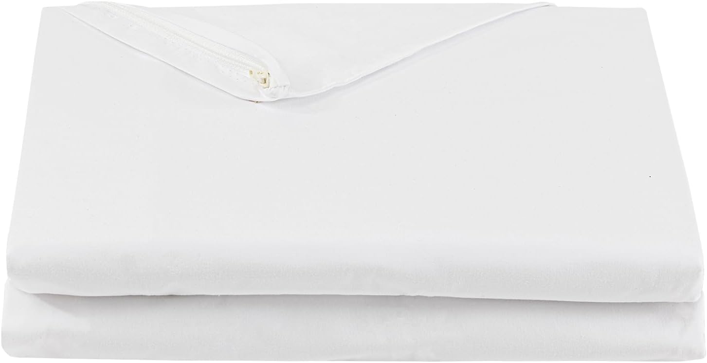 FULI 100% Cotton Zippered Futon Cover, Japanese Futon Mattress Cover, Shikibuton, Made in Japan (Full, Pure White)