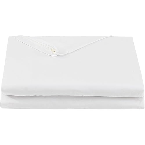 FULI 100% Cotton Zippered Futon Cover, Japanese Futon Mattress Cover, Shikibuton, Made in Japan (King, Pure White)