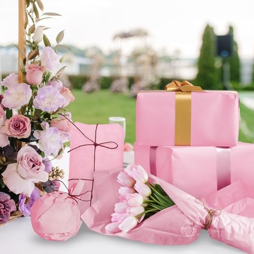 Image of 120 Sheets 20 inchX14 inch Pink Tissue Paper for Gift Bags Wrapping, Art Tissue Paper Bulk for Weddings Birthday Party Crafts Decoration