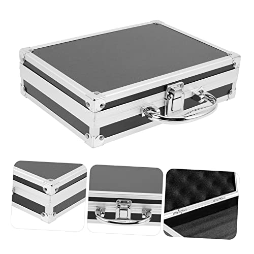 Image of COLLBATH Aluminum Alloy Tool Storage Box with Handle Large Capacity Portable Organizer Case Multifunctional Makeup Briefcase for Home Office Travel 9.05X6.49X2.36 Inch