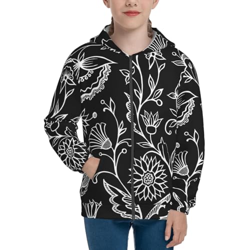 Abstract Florals Kid Hoodies Boys Zip Up Sweatshirts Girls Pullover with Pocket3