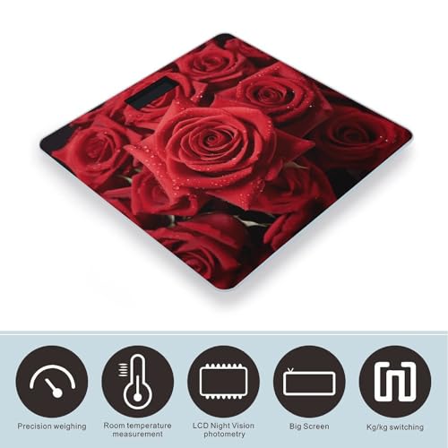 Báscula Digital de Baño Roja 400 lb Capacidad LCD miniatura 3