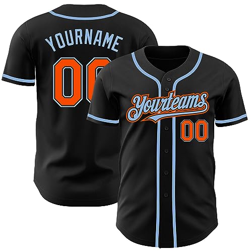 Generic Black Orange Light Blue Baseball Jersey Men Women Youth Kids, Custom Baseball Jerseys Printed Stitched Name Number Logo Baseball Uniform