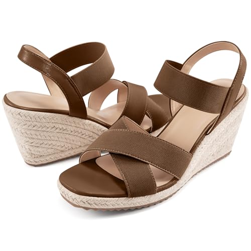 Ablanczoom Espadrilles Wedge Sandals for Women: Dressy Open Toe Ankle Strap Wedges Heels for Womens Comfortable Platform Sandal for Summer Casual Vacation Travel Work
