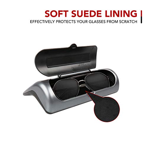 BASENOR Tesla Model 3 Model Y Sunglasses Holder Hidden Eyeglass Cases Storage Box Silver