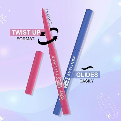 Image of Glam21 Peppy Vibes Eyeliner |Matte Finish Stays up to 10 Hours | Smudge-Proof & Water-Proof | Long Lasting Eyeliner | Precision application | Pack of 2, 0.4gm Each (Flamingo & Midnight)