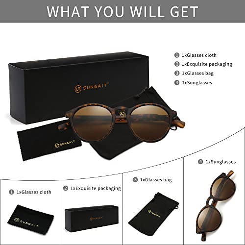 Image of SUNGAIT Classic Round Polarized Sunglasses Retro Vintage Style UV400