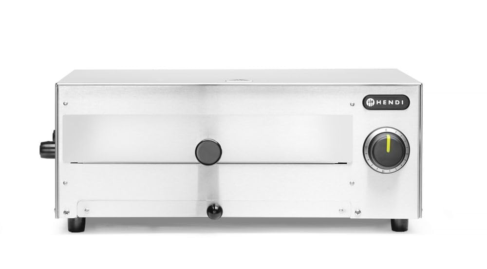 HENDI Horno profesional para pizzas, horno eléctrico, para pizzas hasta diámetro 30cm, 230V, 1300W, 480x420x(H)195mm, acero inoxidable