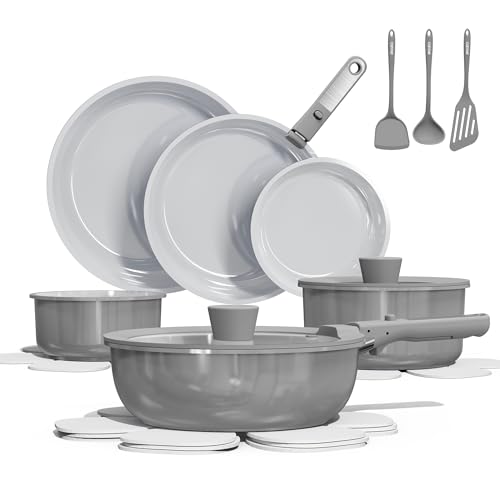 CAROTE 18pcs Ceramic Cookware Set Nonstick, Pots and Pans...