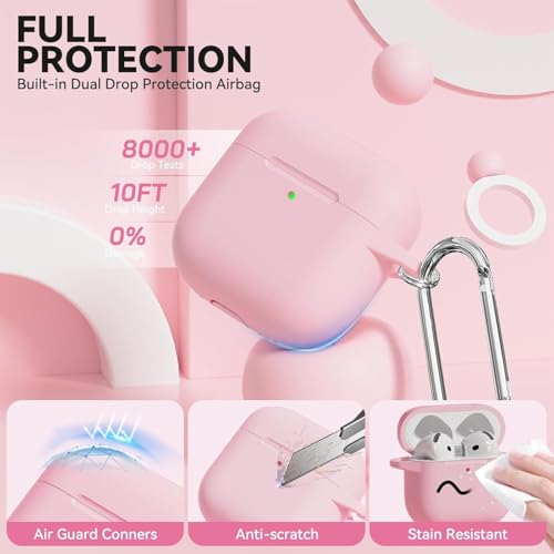 Image of Airpods 4 Cover Silicone Case (2024) Active Noise Cancellation (ANC) with Keychain Protective Case (Peach)