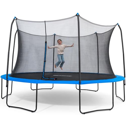 Bestway Xtreme Air 10FT 12FT 15FT Outdoor Trampoline for Kids and Adults, No-Gap Security Enclosure Net, Foam-Padded Poles, Fast & Easy Assembly, ASTM Approved, 2-Year Warranty