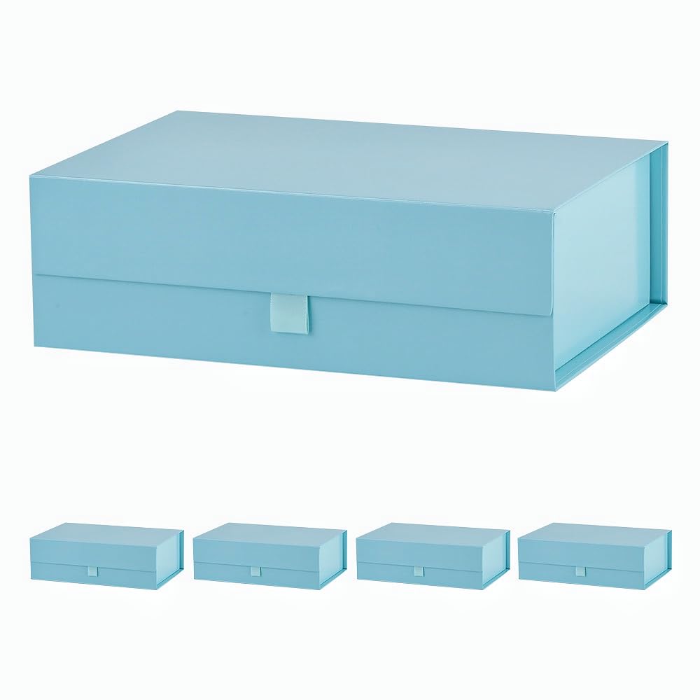 PLINJOY 5 Pcs Blue Gift Box for Presents 10.8x7.5x3.5 Inches Magnetic Gift Boxes with Lid Luxury Gift Box for Rectangle Collapsible for Bridesmaid, Wedding, Birthday Gift Packging โ image 1