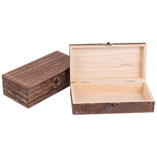 Ceeyoll Cajas de Madera Rectangular, Cajas de Madera Con Tapa, Caja de Natural con Tapa,Baul Madea, Ideal Como Guardar Pequeños Accesorios, Joyero Como Decoración o Como Regalo.