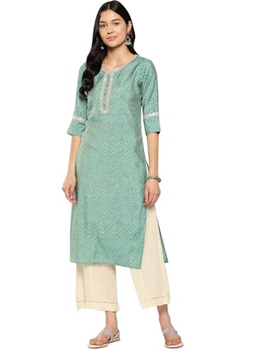 Image of Libas Women's Silk Printed Straight Kurtas Suit