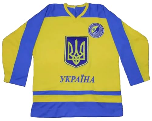 Ukraine Hockey Jersey, Custom Stitched, Any Name and Number, Blue/Yellow New Made to Order