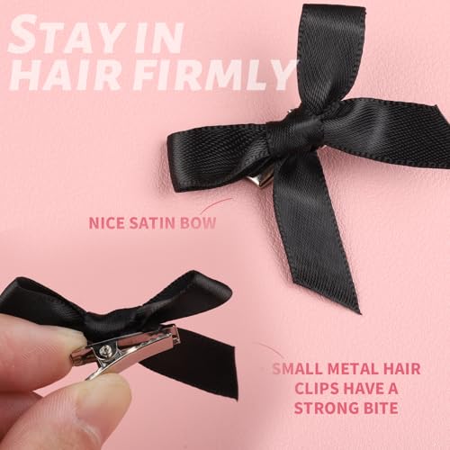 Pinzas para cabello, set de 30 moños rosa, negro y blanco miniatura 3