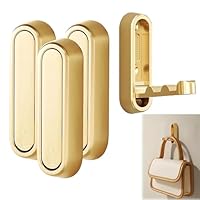 DSXVJHD Foldable Wall Hooks for Hanging, 4pcs Coat Hooks Wall Mount, Heavy Duty Gold Clothes Hanger Flip Down Hooks for Coat, Bag, Towel, Keys, Bags Hanging