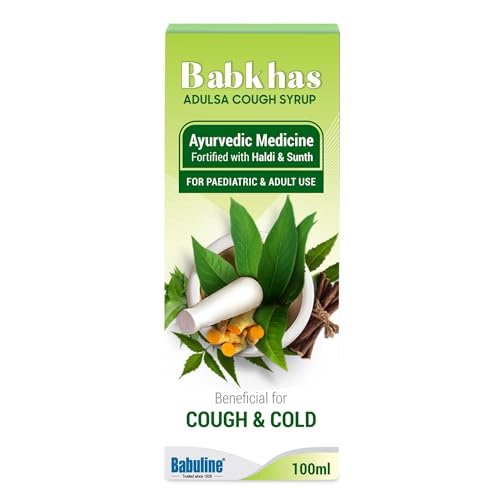 Babkhas Ayurvedic Adulsa Cough Syrup 100ml, Pack of 3 | Ayurvedic Cough Syrup For Kids & Adults, Helps in Relief from Sore Throat, Chest Congestion, All Types Of Cough & Cold With Goodness Of Haldi Sunth Turmeric Dry Ginger, Safe For Babies