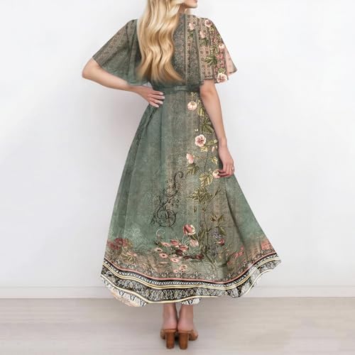Spring Summer Chiffon Midi Dresses for Women 2025 Elegant Classy Wedding Guest Floral Formal Cocktail Prom Dress